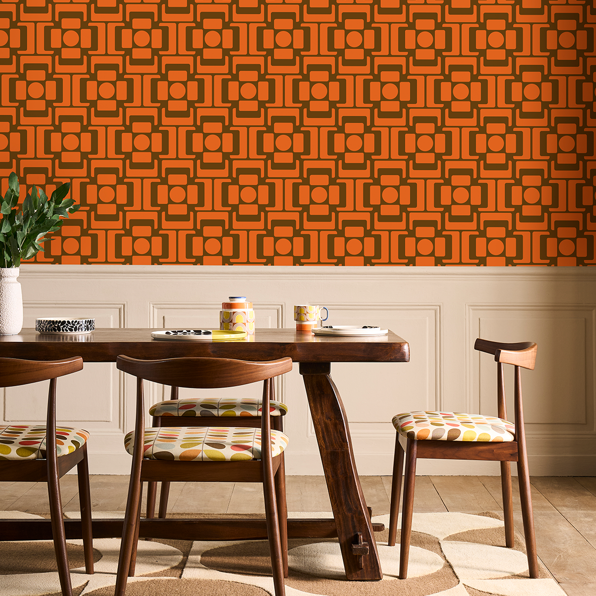 Seventies Square Flower Autumn Wallpaper