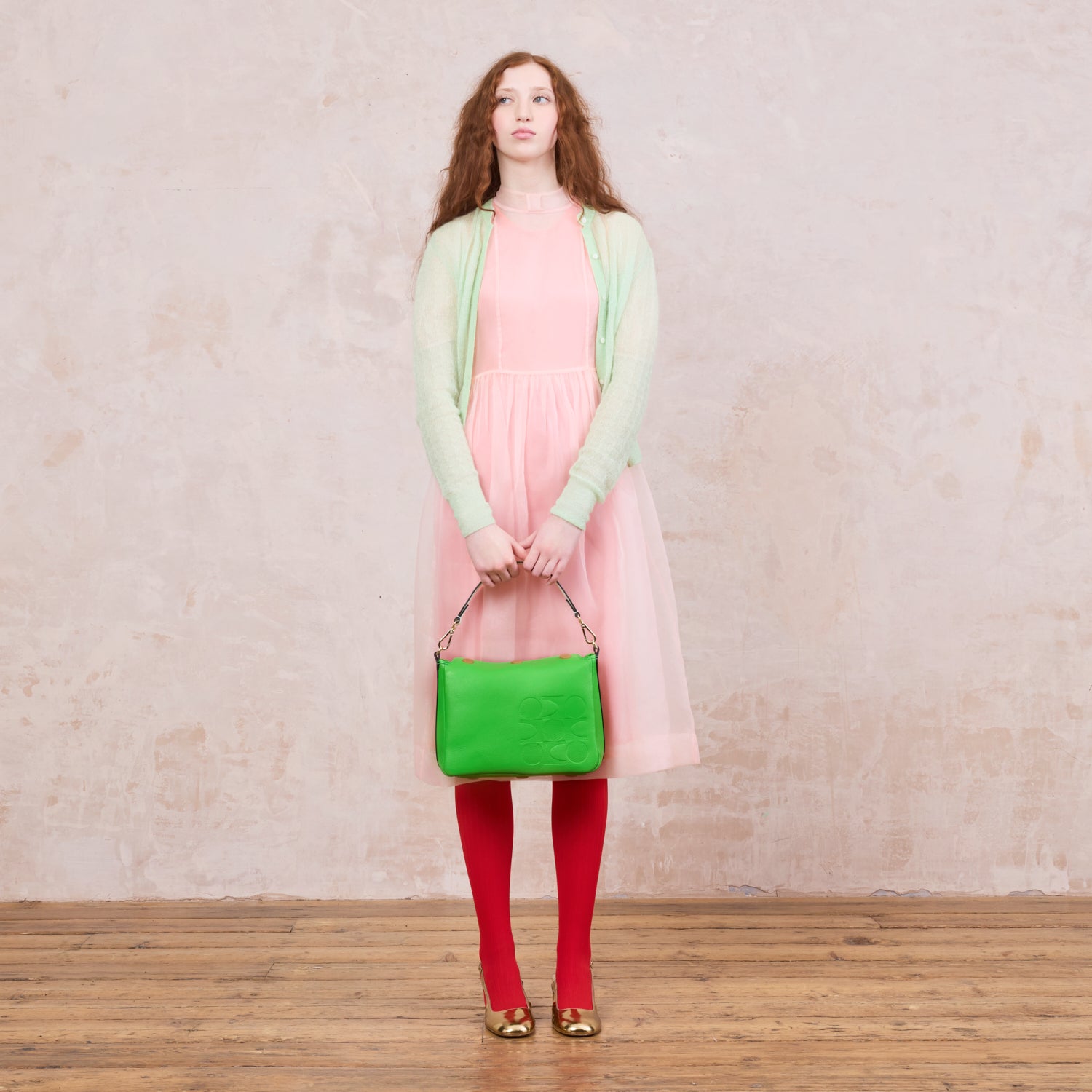 Small Softie Leather Shoulder Bag - Lawn Green