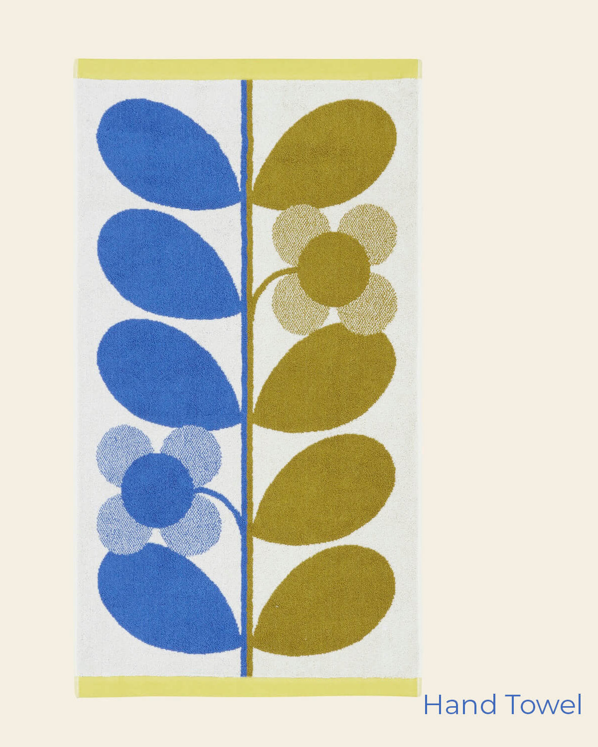 Stem Bloom Duo Hand Towel in Blue Fawn by Orla Kiely