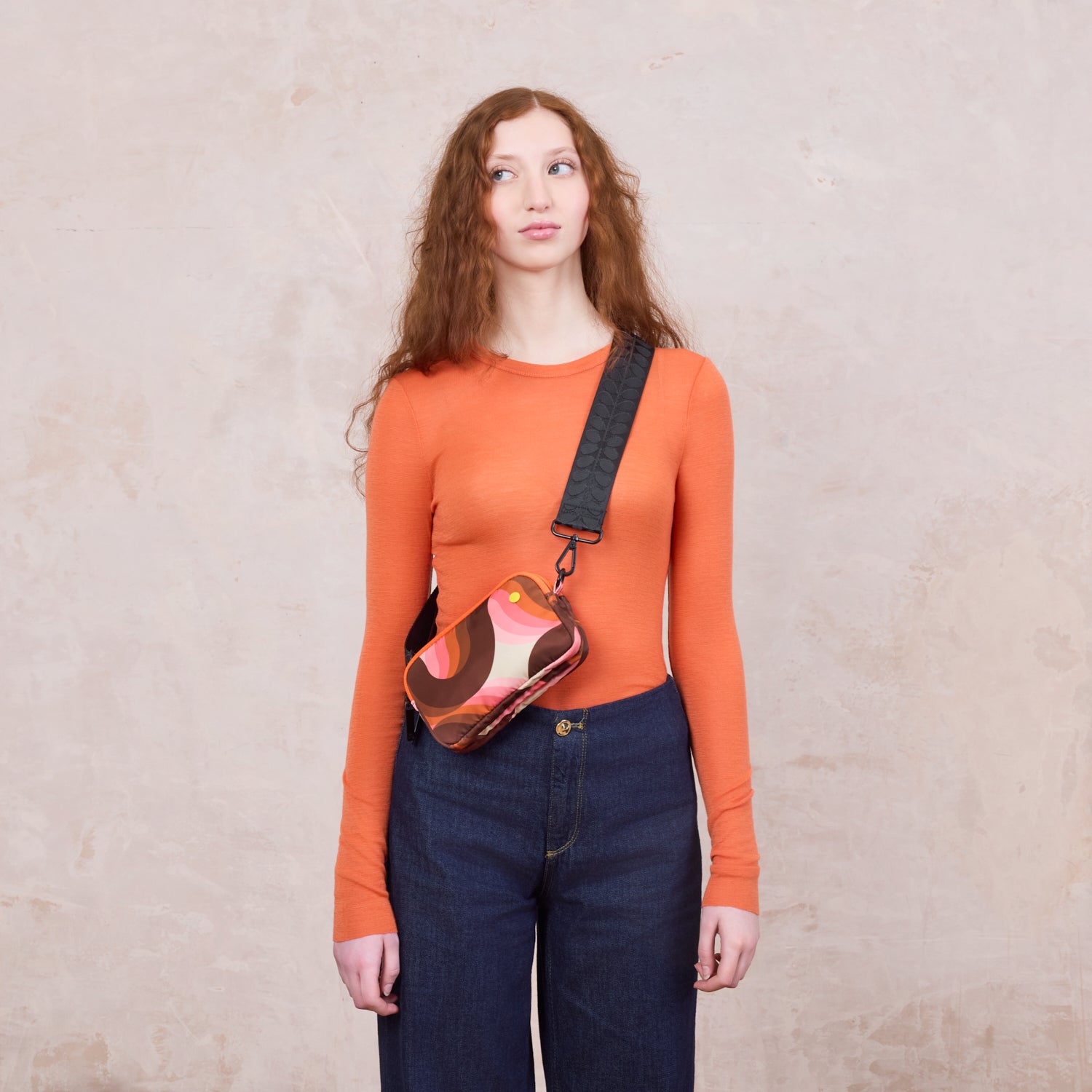 Tripod Crossbody Bag - Rolling Waves Rose