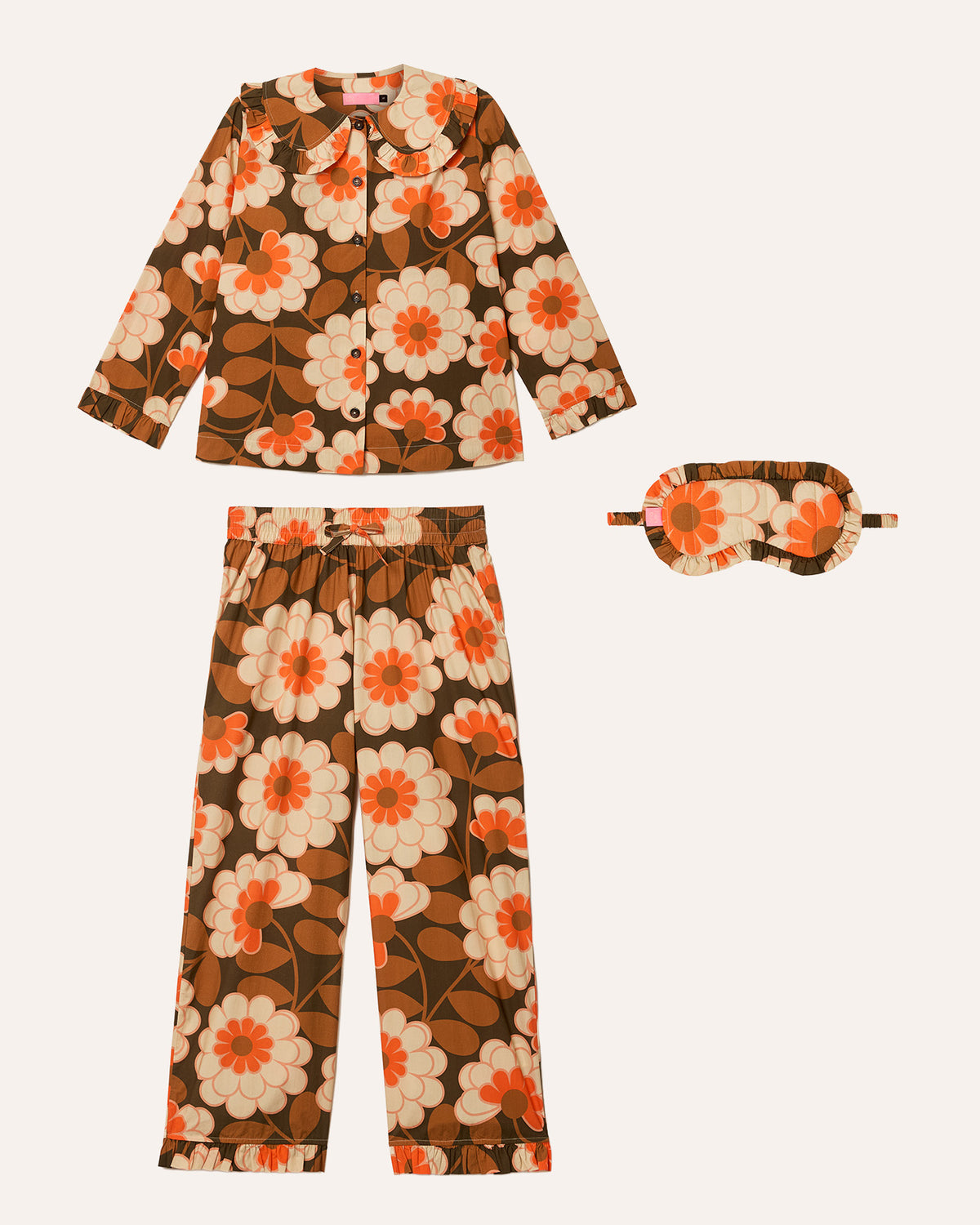 Pyjama & Eye Mask Bundle - Dahlia Orange
