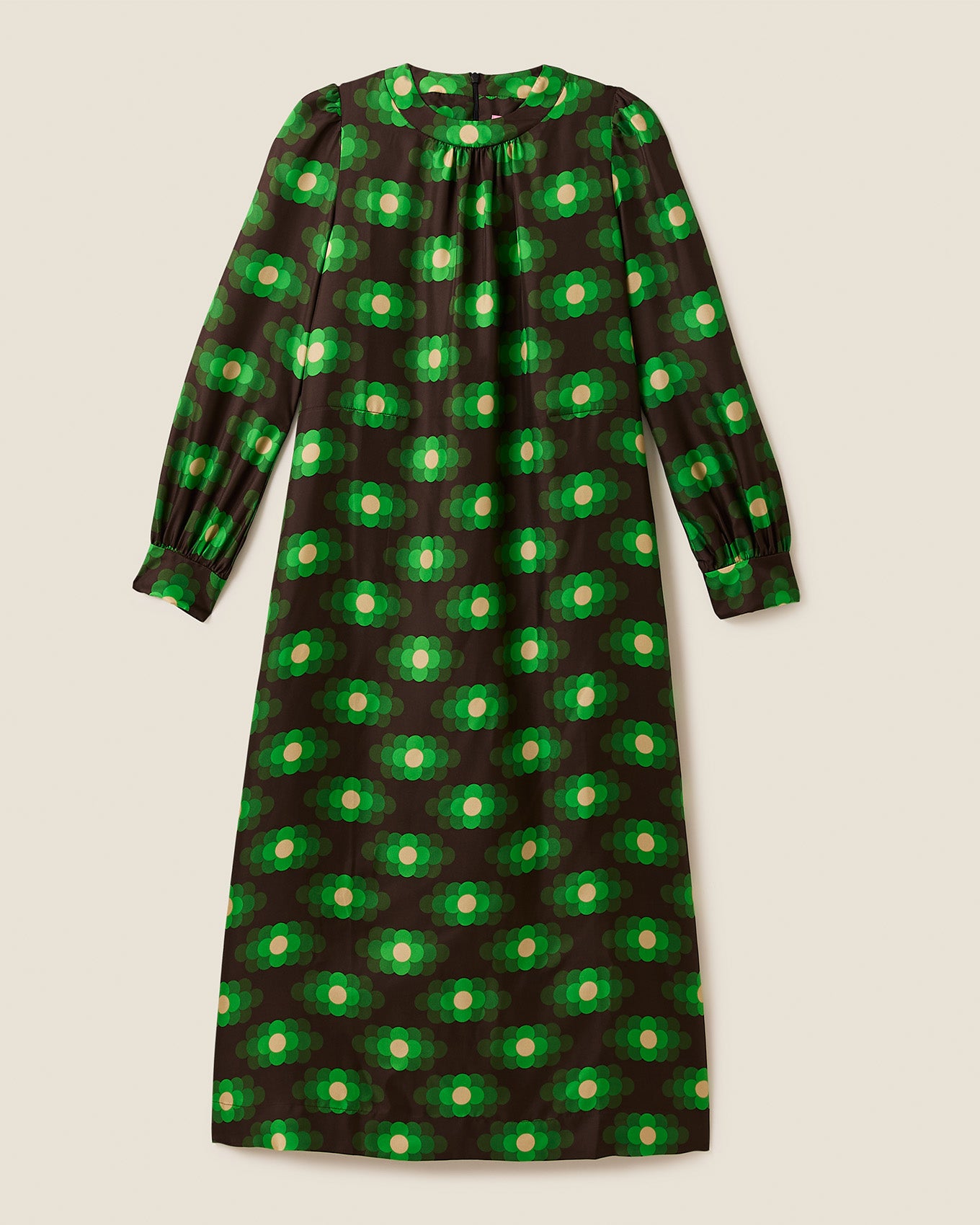 Orla Long Sleeve Midi Silk Dress - Flower Haze
