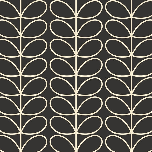 Linear Stem Charcoal Wallpaper in Grey Artwork by Orla Kiely