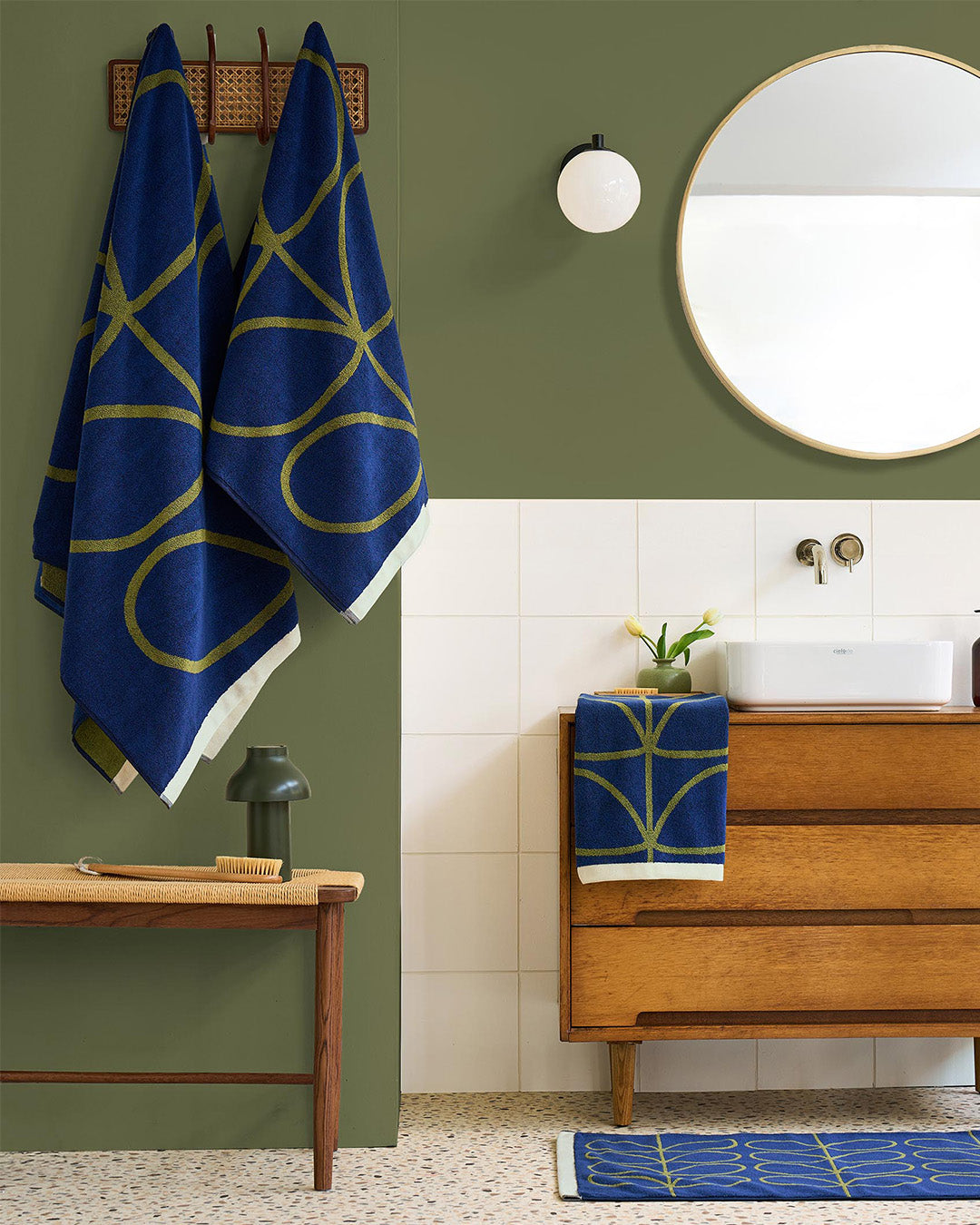 Linear Stem Towels - Navy