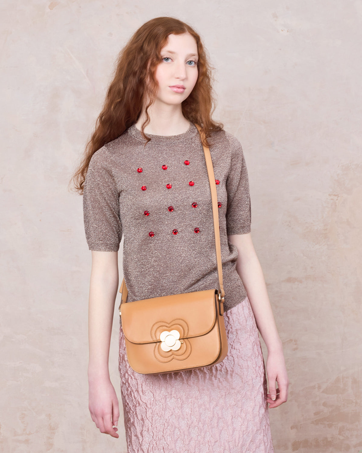 Eclipse Leather Crossbody Bag - Light Tan