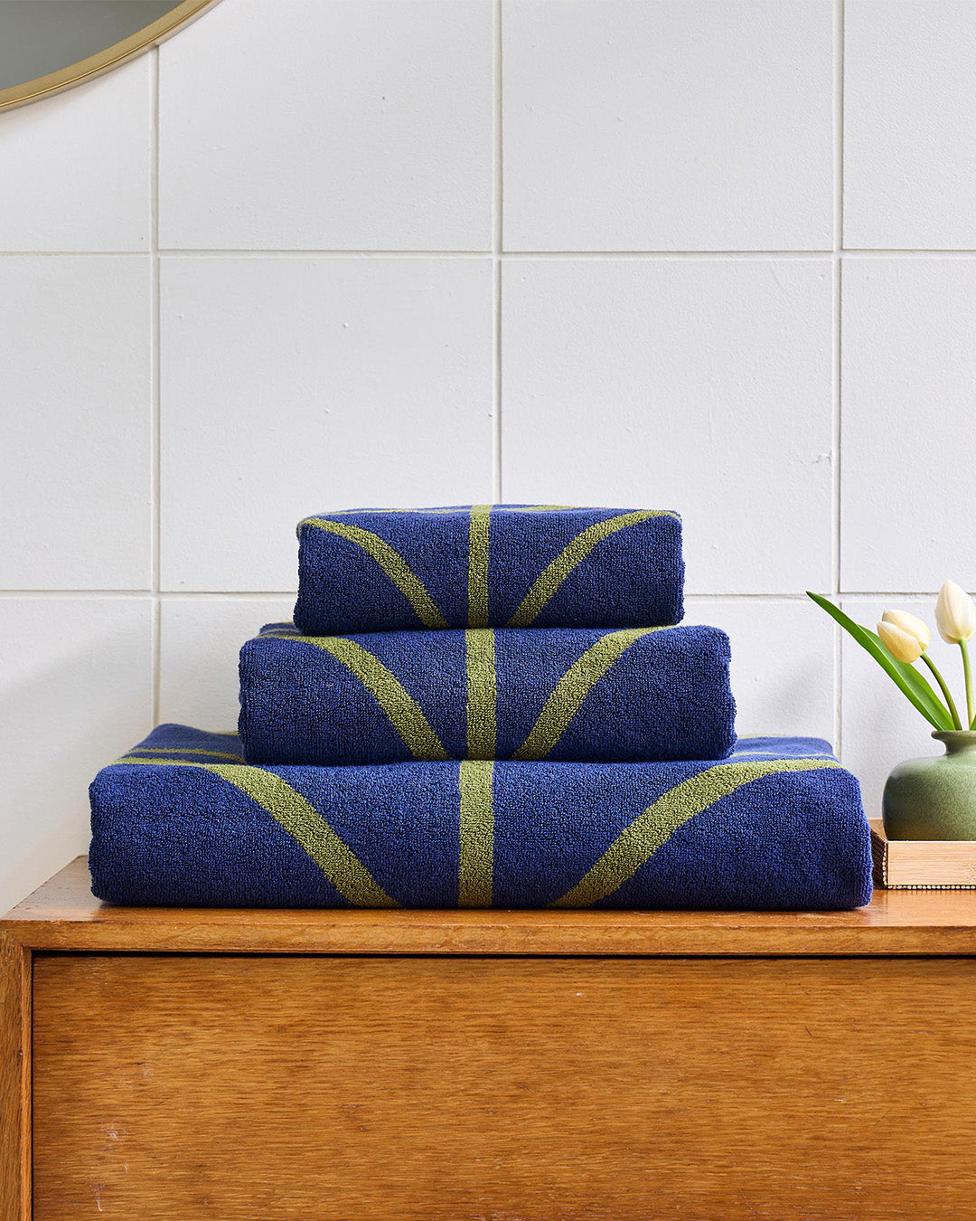 Linear Stem Towels - Navy
