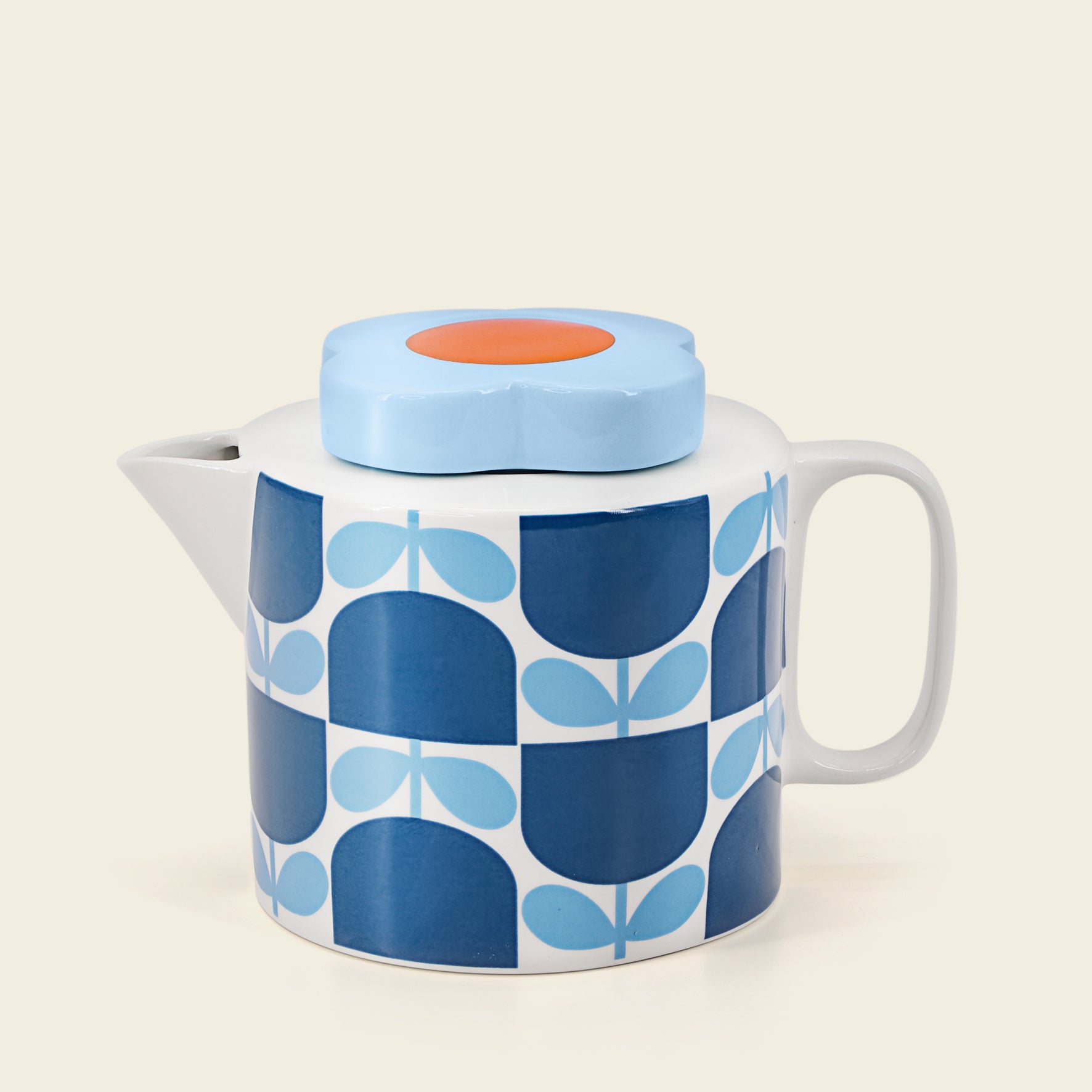 Tea Pot - Block Flower Navy