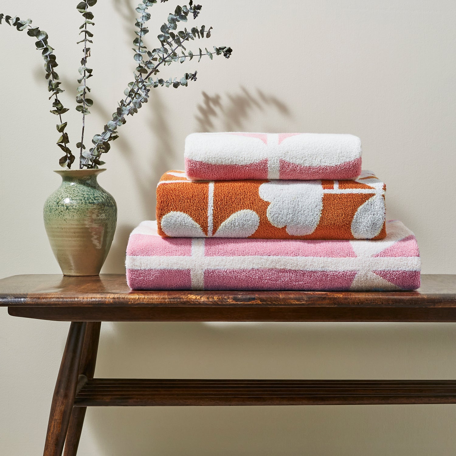Cut Stem Hand Bath Towels Tulip/Paprika Pink Orange Orla Kiely