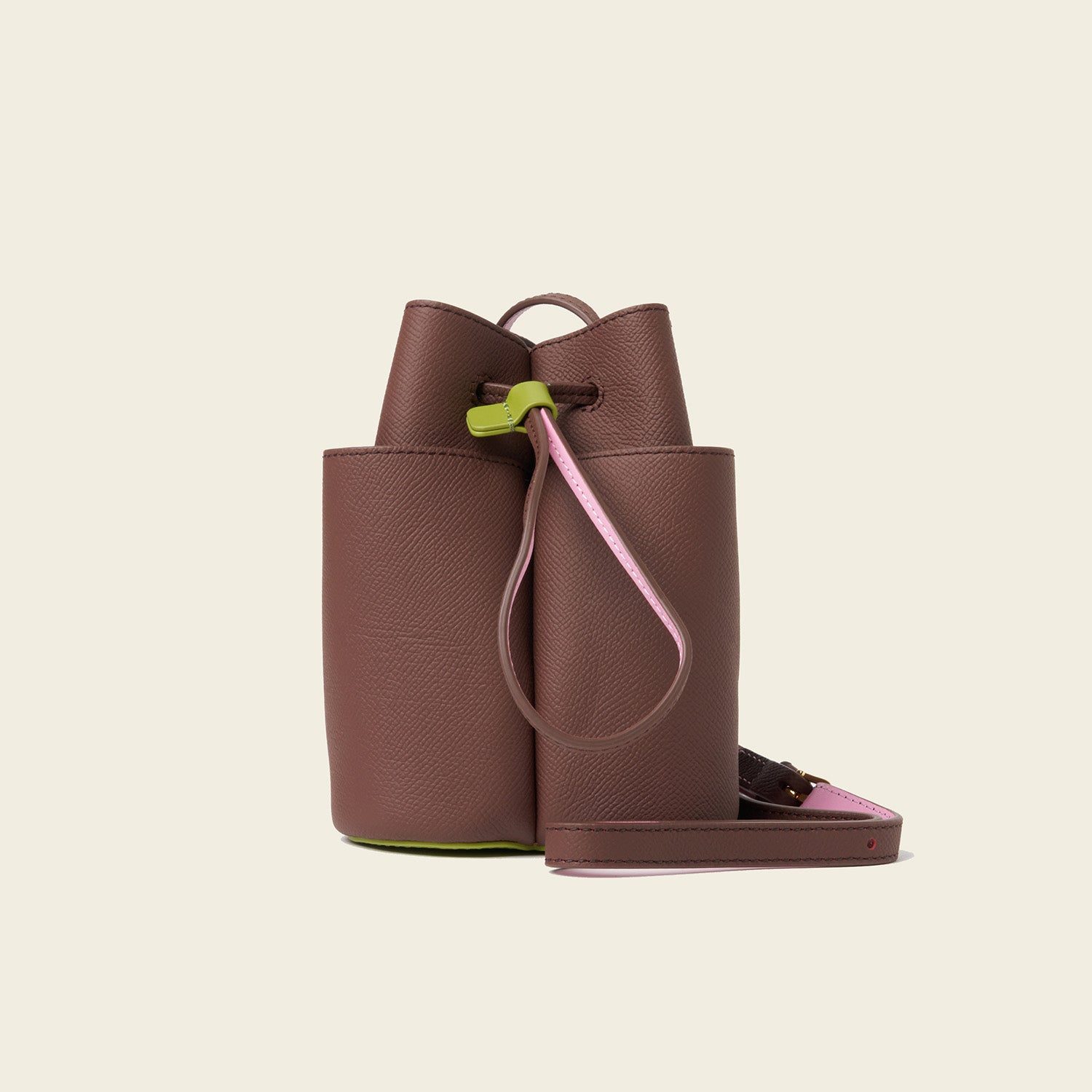 Small Flower Petal Leather Crossbody Bag - Dark Brown