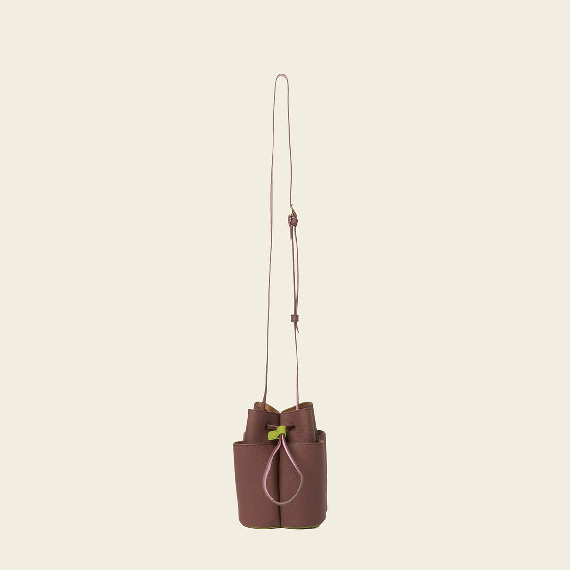 Small Flower Petal Leather Crossbody Bag - Dark Brown