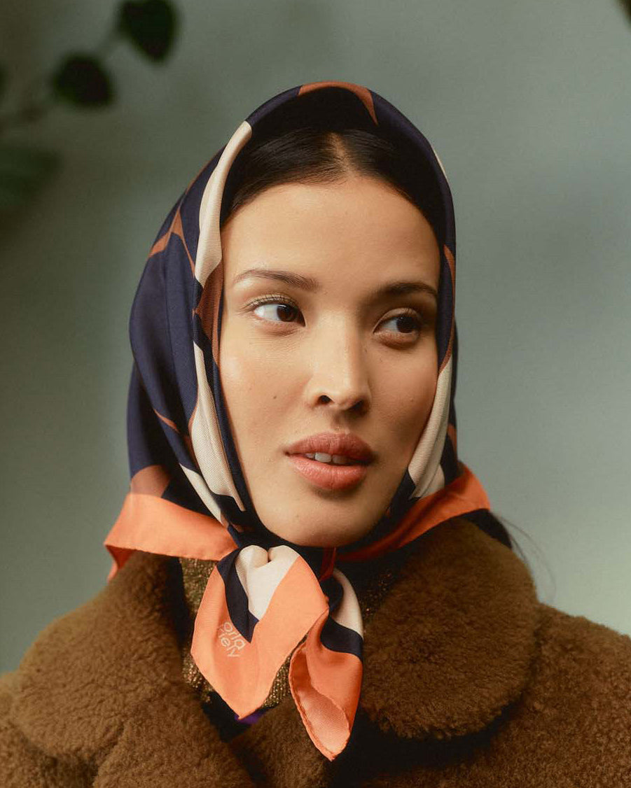 Medium Silk Scarf - Spot Square Mocha