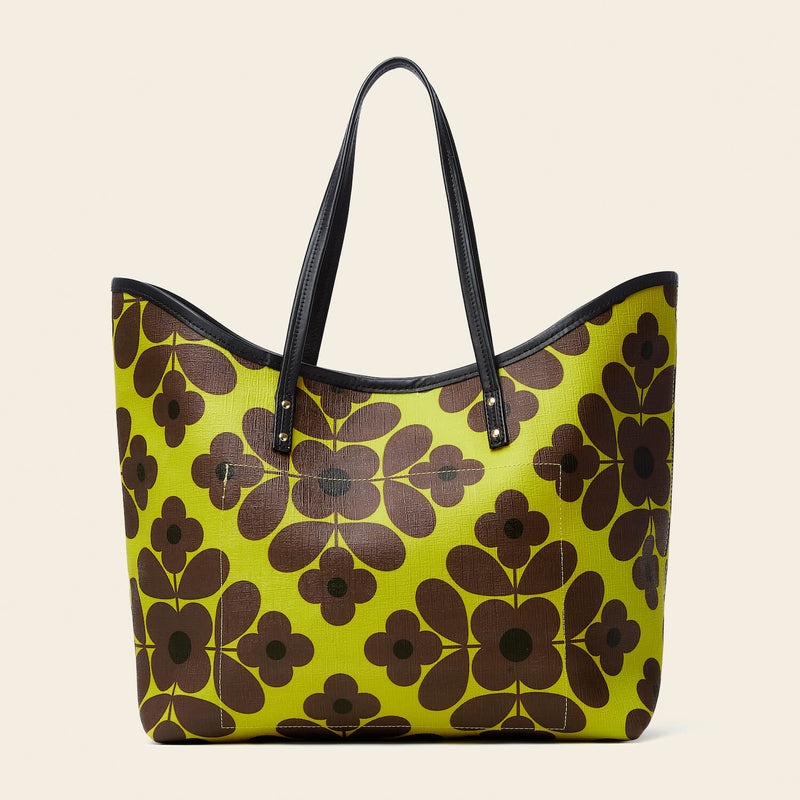 Carrymore Tote Bag For Women Flower Tile Chartreuse Orla Kiely