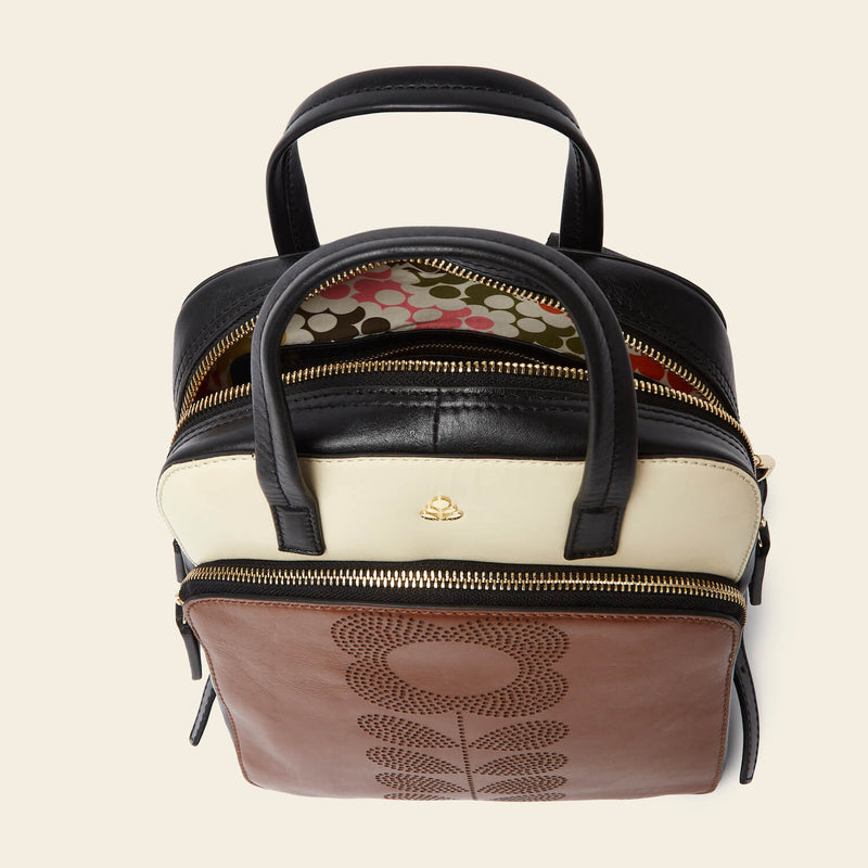 Product Image of Orla Kiely Emilia Leather Backpack in Tonal Punched Flower