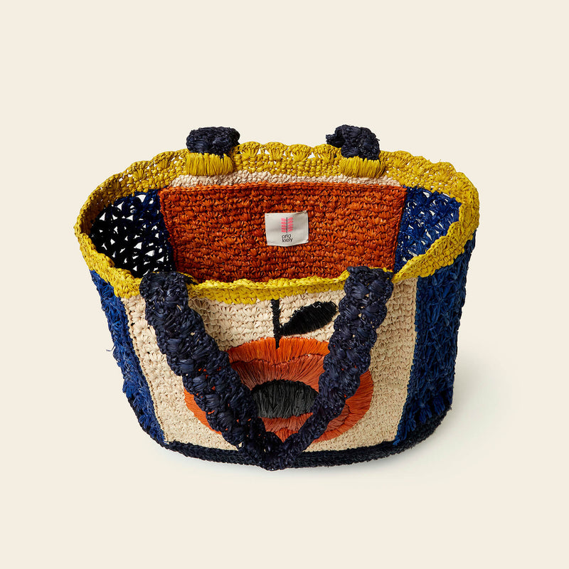 Raffia Basket Bag - Orange