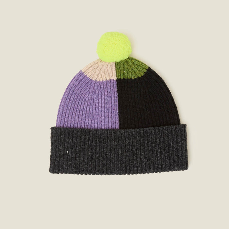 Colour Block Beanie - Neon Yellow