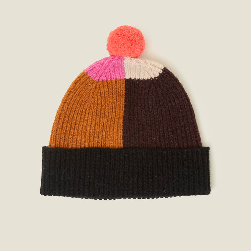 Colour Block Beanie - Neon Orange