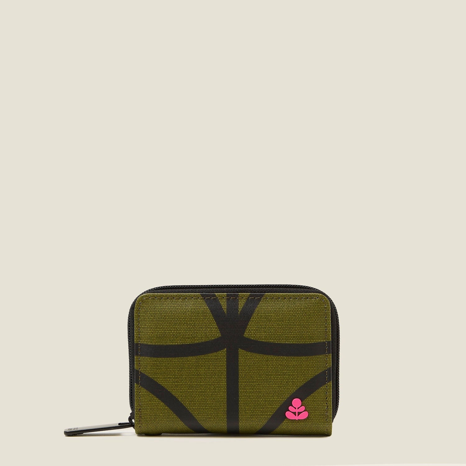 Remember Me Purse Wallet - Giant Linear Stem Olive Green | Orla Kiely