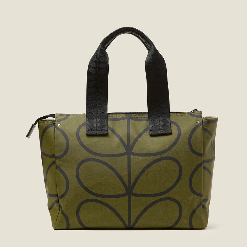 Walker Tote Bag for Women Giant Linear Stem Olive Green Orla Kiely