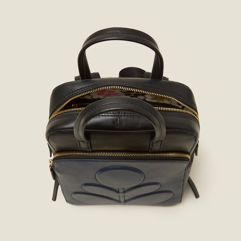 Emilia Petite Backpack - Embossed Stem Black