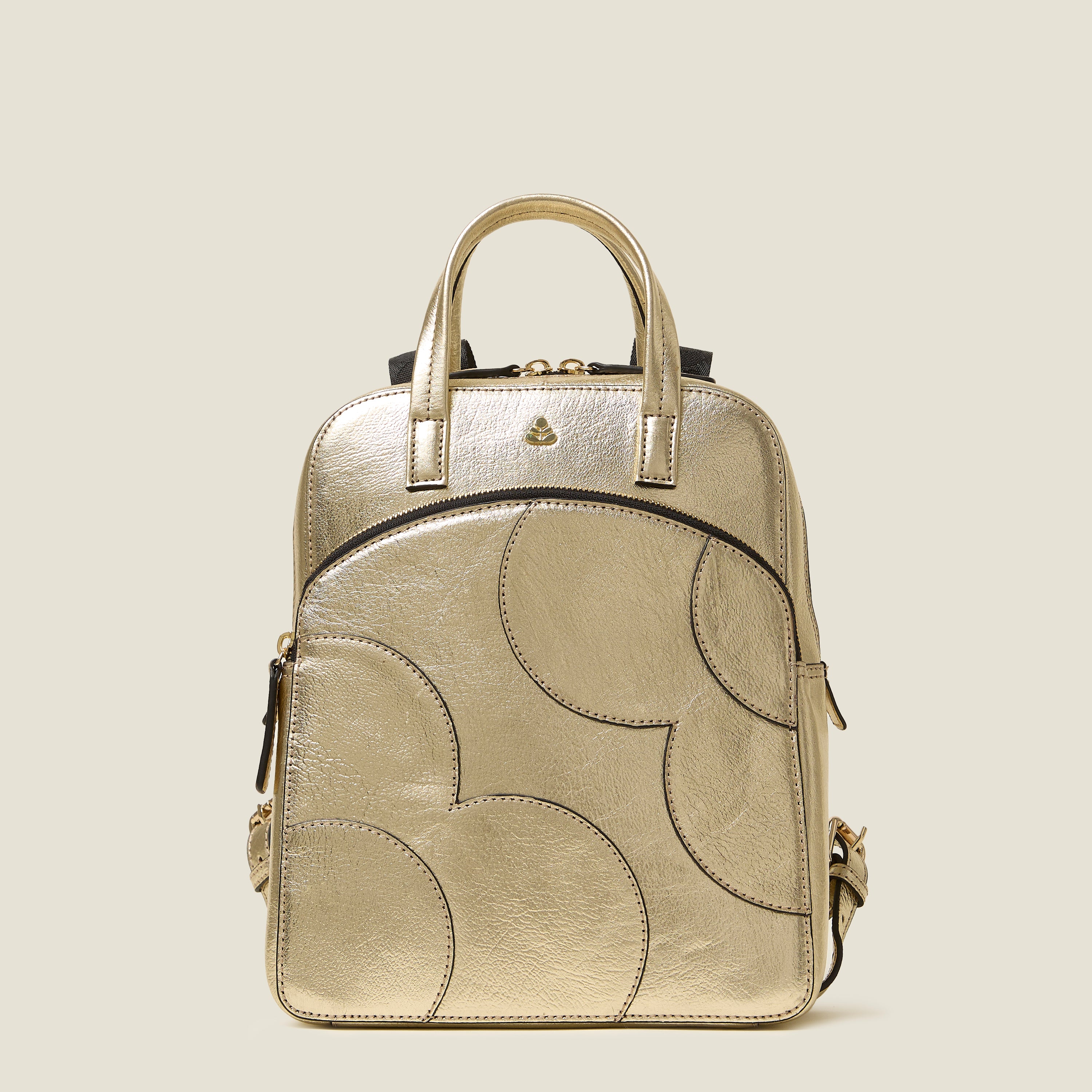 Emilia Petite Backpack Women's- Spot Flower Gold Metallic | Orla Kiely