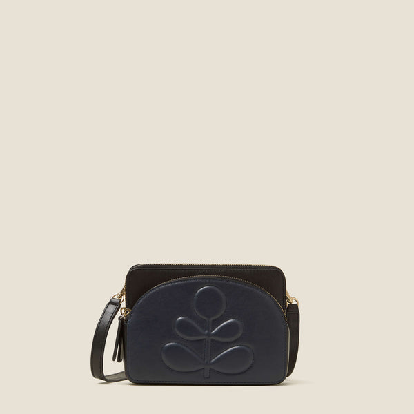 Portia East Crossbody Bag For Women Embossed Stem Black Orla Kiely
