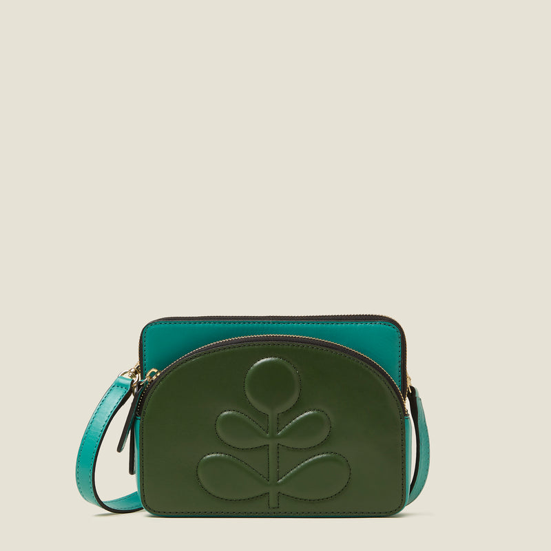 Portia East Crossbody - Embossed Stem Turquoise