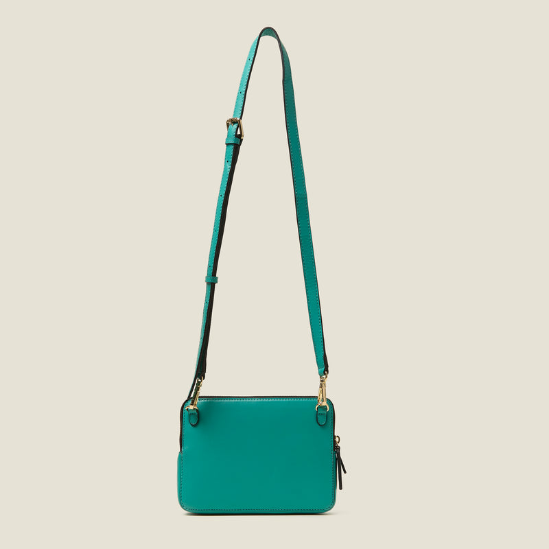 Portia East Crossbody - Embossed Stem Turquoise