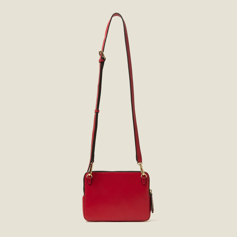 Portia East Crossbody - Embossed Stem Dark Red