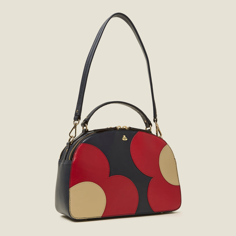 Lunex Shoulder Sling Bag - Spot Flower Navy