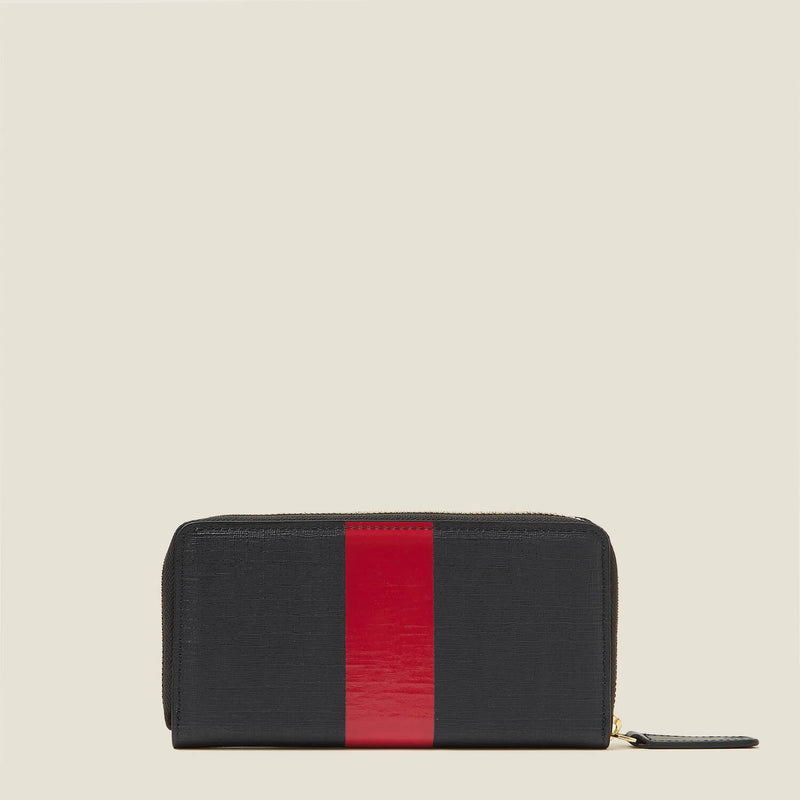 Forget Me Not Wallet - Shiny Stripe Navy Red