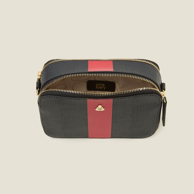 Duo Crossbody - Shiny Stripe Navy Red