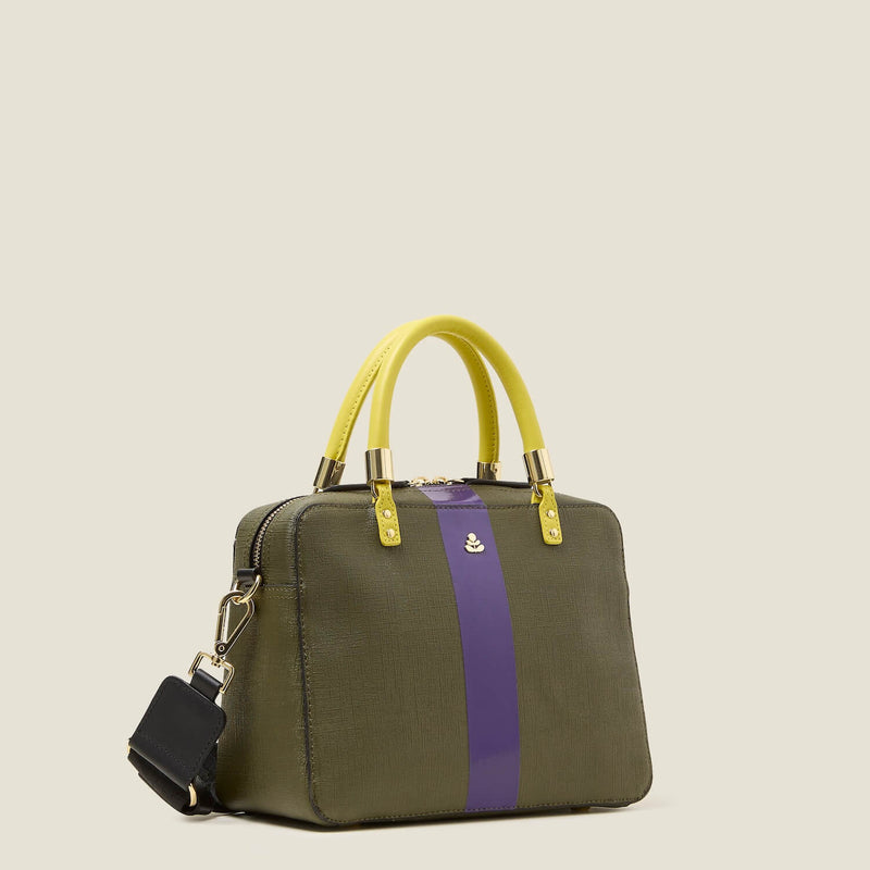 Block Medium Handbag - Shiny Stripe Spruce Purple