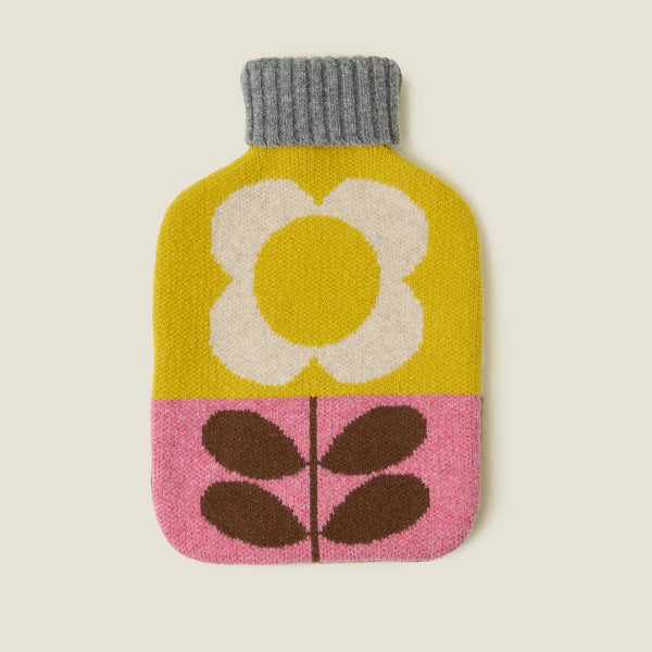 Hot Water Bottle Cover - Flower Stem Rhubarb