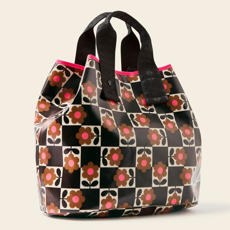Carryall Large Tote Bag in Flower Pot Chestnut pattern by Orla Kiely