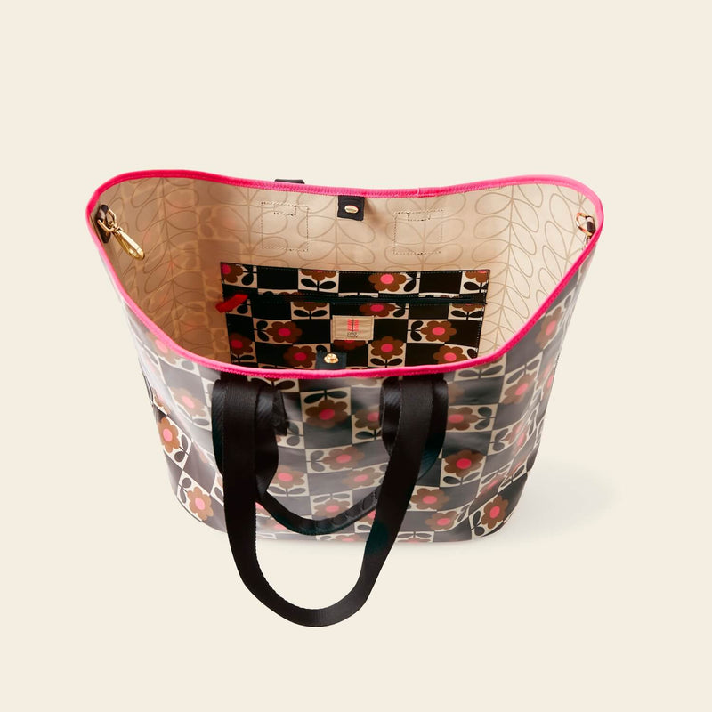 Carryall Large Tote Bag in Flower Pot Chestnut pattern by Orla Kiely