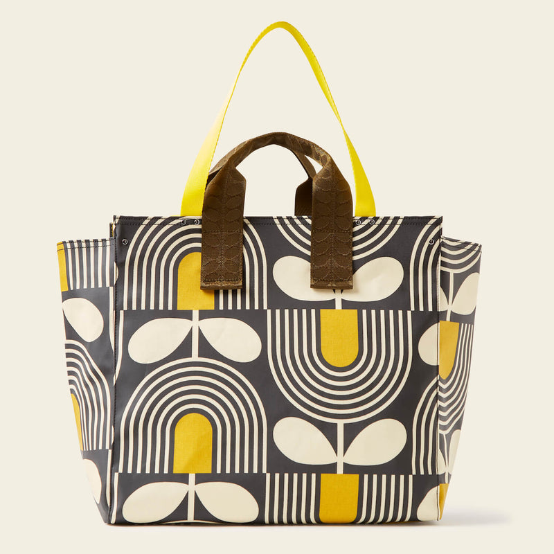 All In Tote Bag in Giant Striped Tulip Noir pattern by Orla Kiely