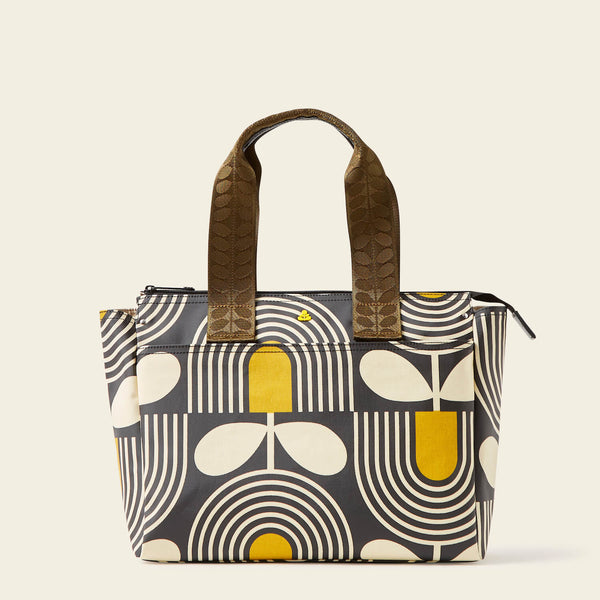 Watson Handbag in Giant Striped Tulip Noir pattern by Orla Kiely