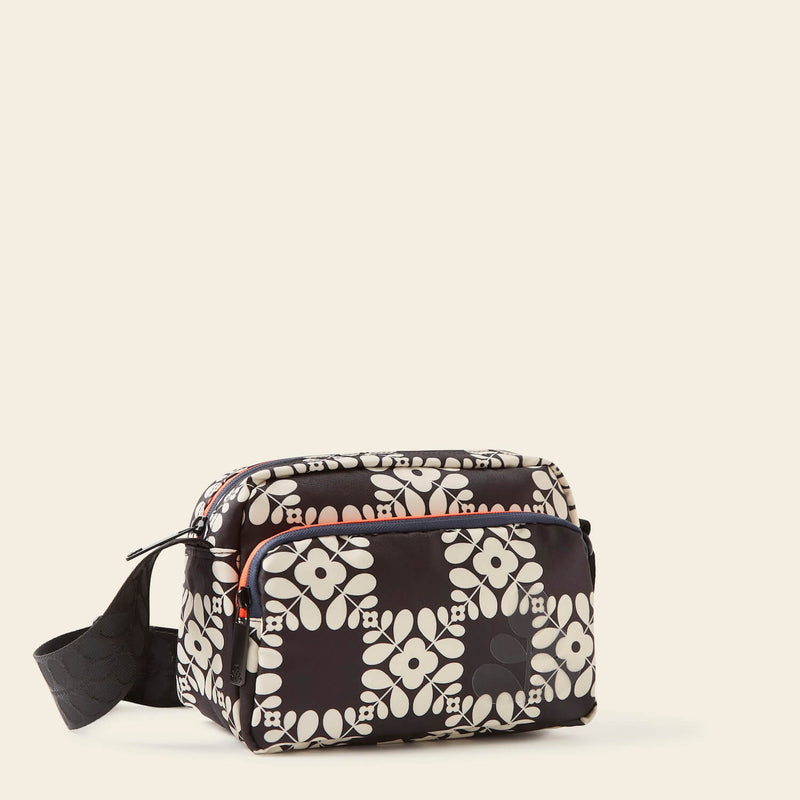 Angle Camera Bag in Lattice Flower Tile Onyx by Orla Kiely
