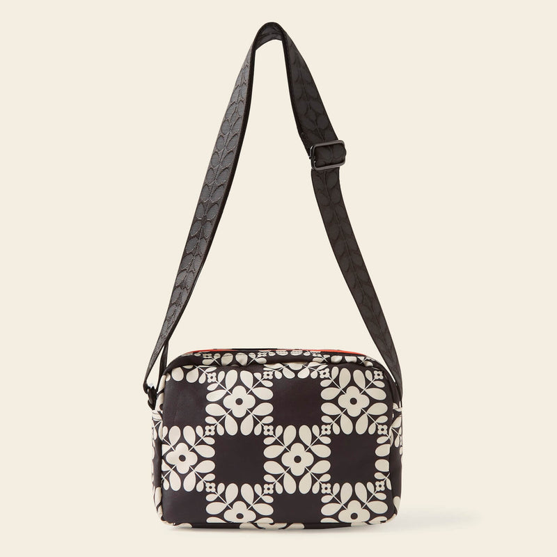 Angle Camera Bag in Lattice Flower Tile Onyx by Orla Kiely