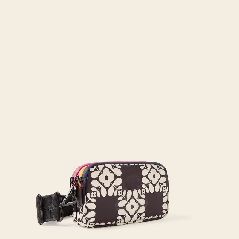 Tripod Crossbody Bag in Lattice Flower Tile Onyx by Orla Kiely