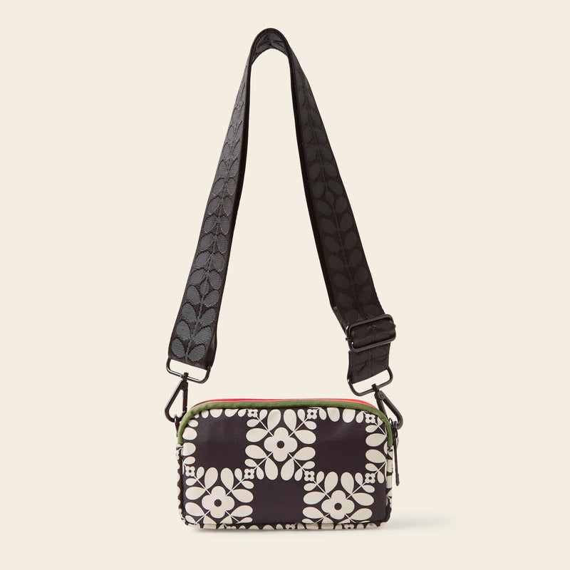 Tripod Crossbody Bag in Lattice Flower Tile Onyx by Orla Kiely