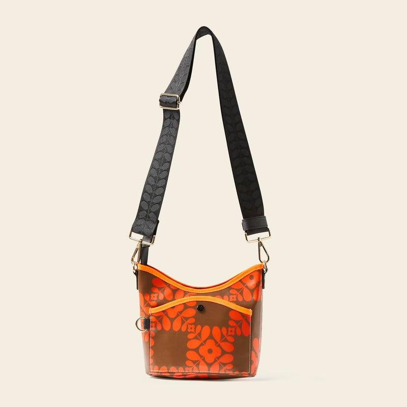 Carrymin Crossbody Bag in Lattice Flower Tile Conker pattern by Orla Kiely