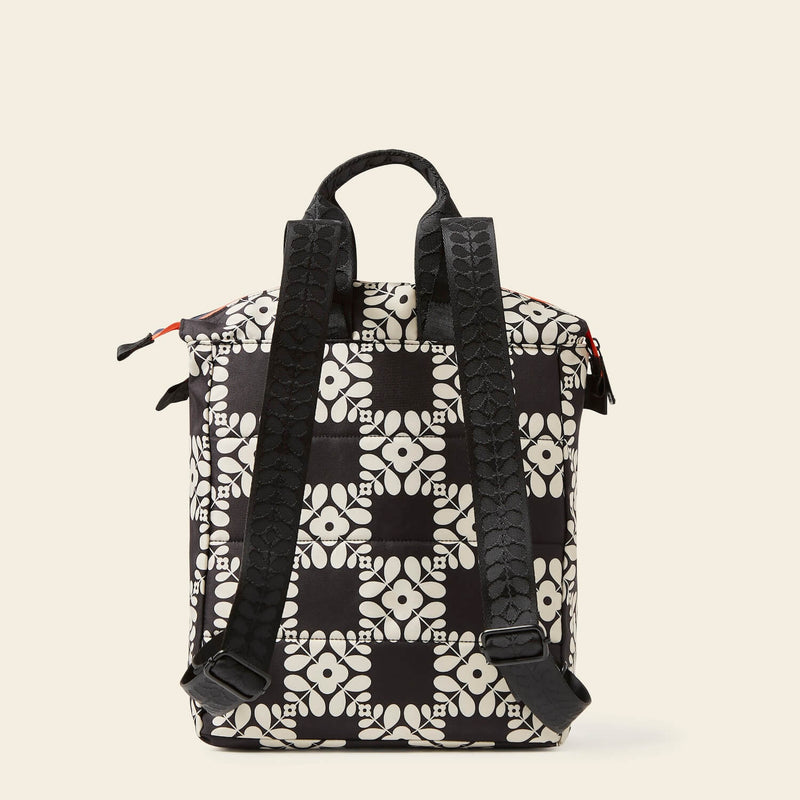 Axis Medium Backpack in Lattice Flower Tile Onyx by Orla Kiely