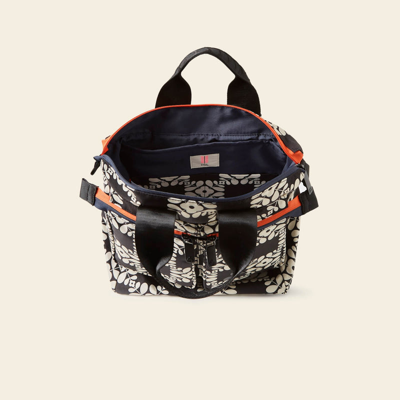Axis Tote Bag in Lattice Flower Tile Onyx by Orla Kiely