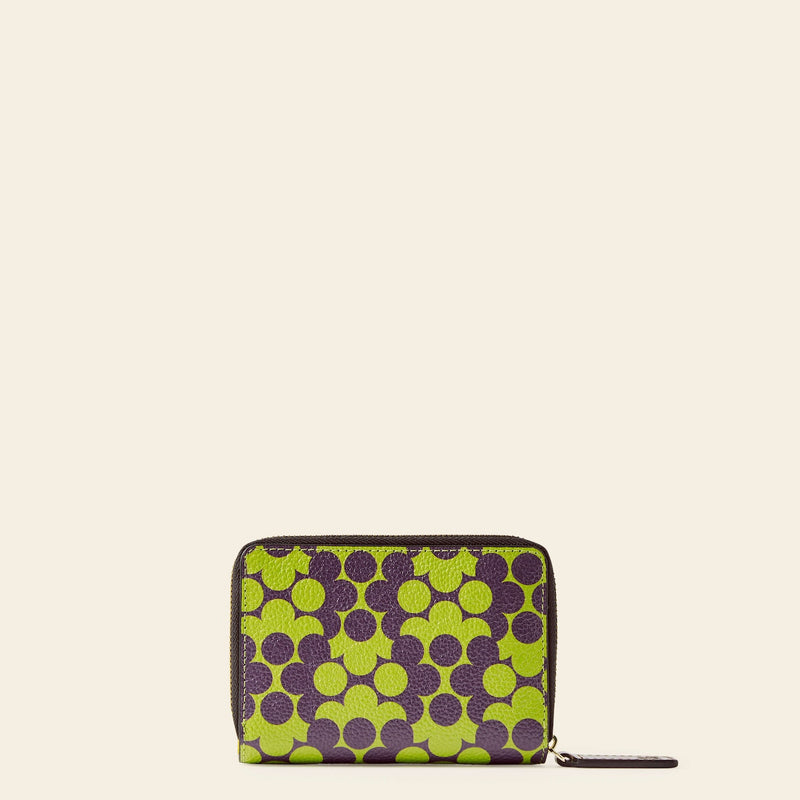 Celia Medium Wallet in Purple Puzzle Flower pattern by Orla Kiely