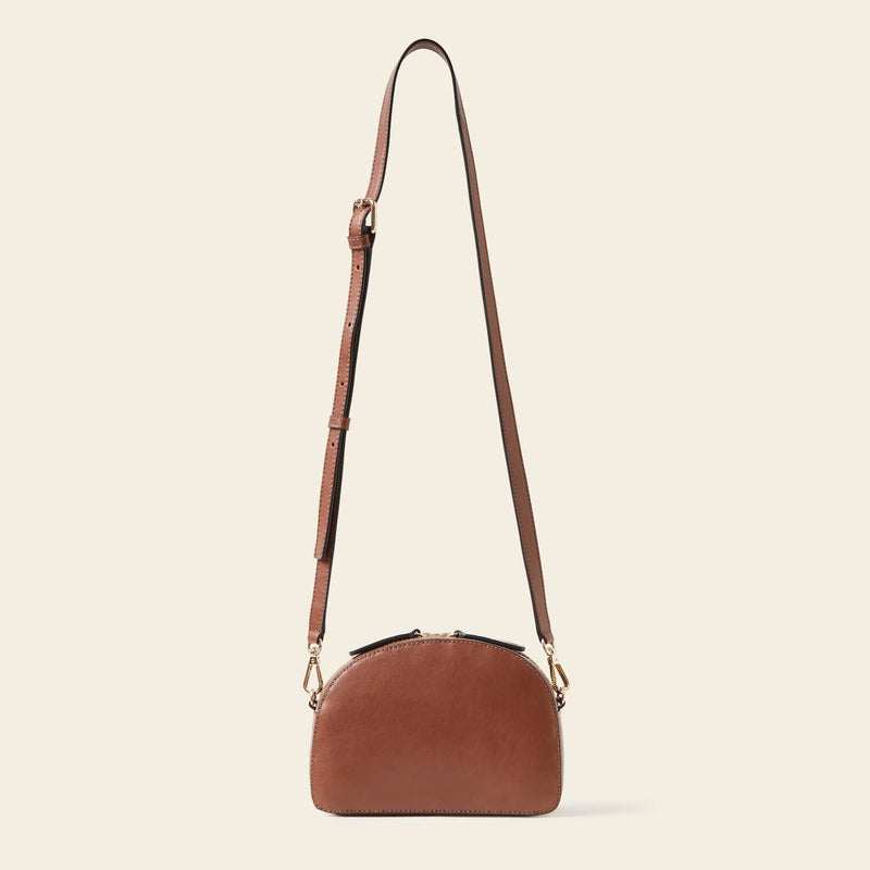 Babaluna Crossbody Bag in Tan Punched Flower pattern by Orla Kiely