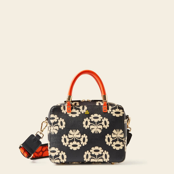 Block Medium Handbag in Posey Flower Midnight pattern by Orla Kiely