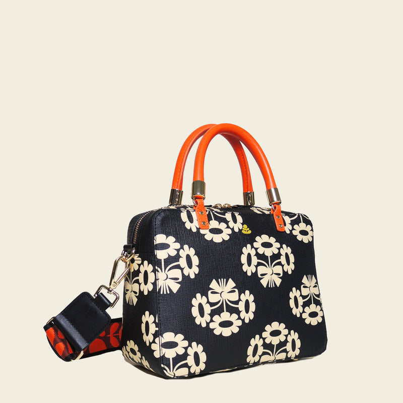Block Medium Handbag in Posey Power Midnight pattern by Orla Kiely