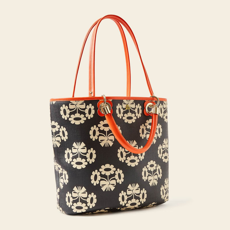 Smile Tote Bag in Posey Flower Midnight pattern by Orla Kiely