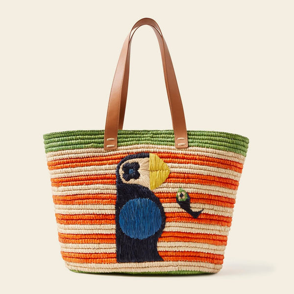 Monday Basket Bag Puffin Orange Stripe